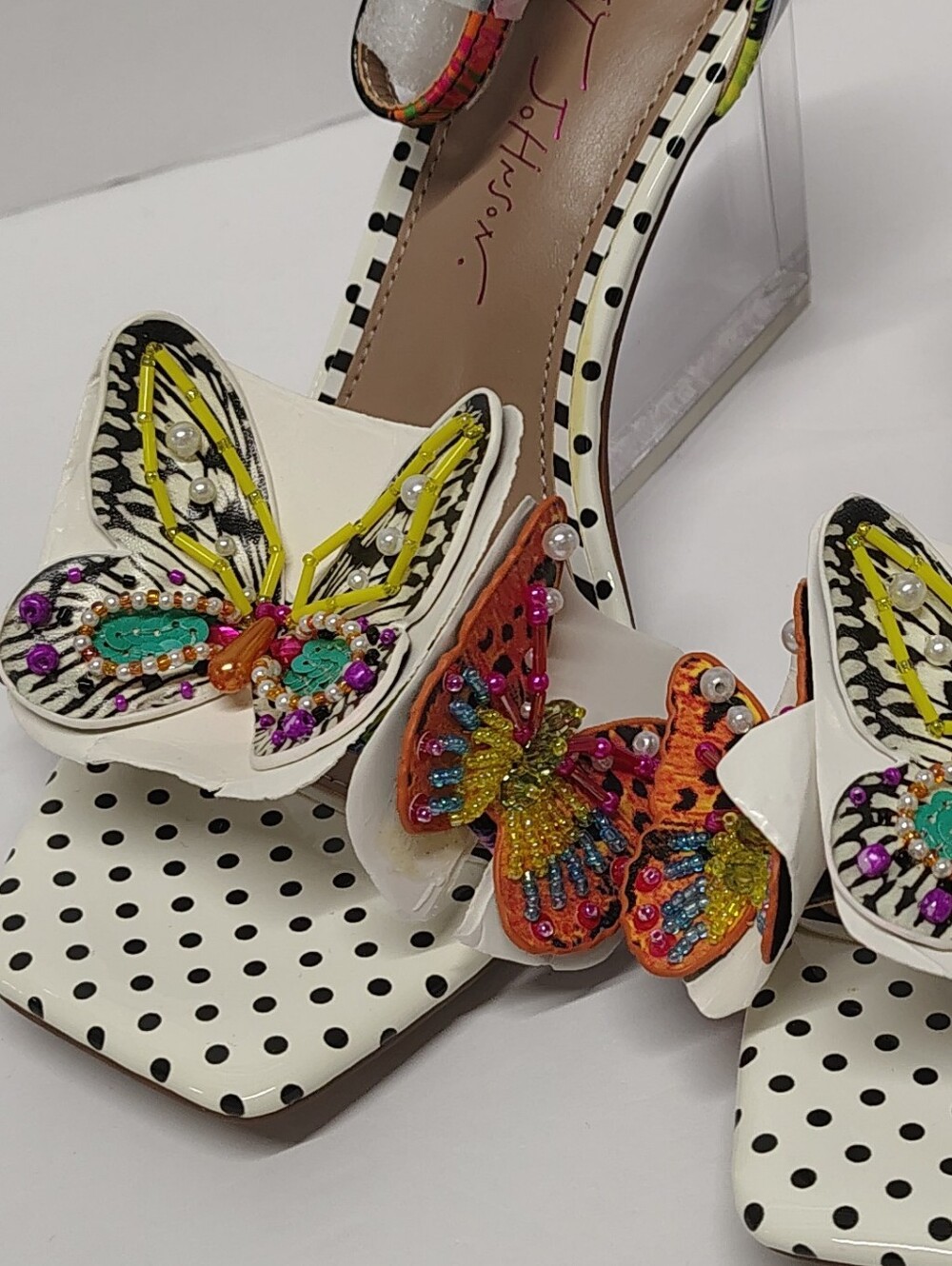 *NEW* Betsey Johnson Marloe Beaded Butterfly Embellished Dot Wedges RARE Sz 7 - Picture 10 of 10